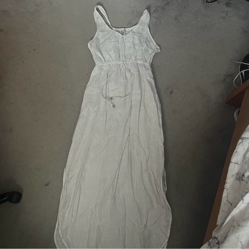 Terzo Millenio White Linen Maxi Dress – Made in Italy